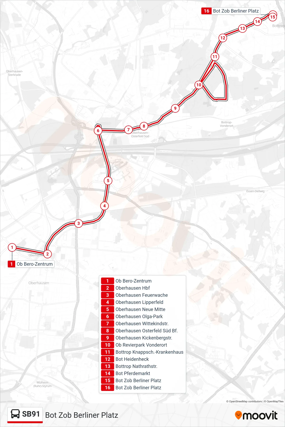Linie SB91 (Bus) Richtung Bot Zob Berliner Platz: Route und Haltestellen auf der Karte