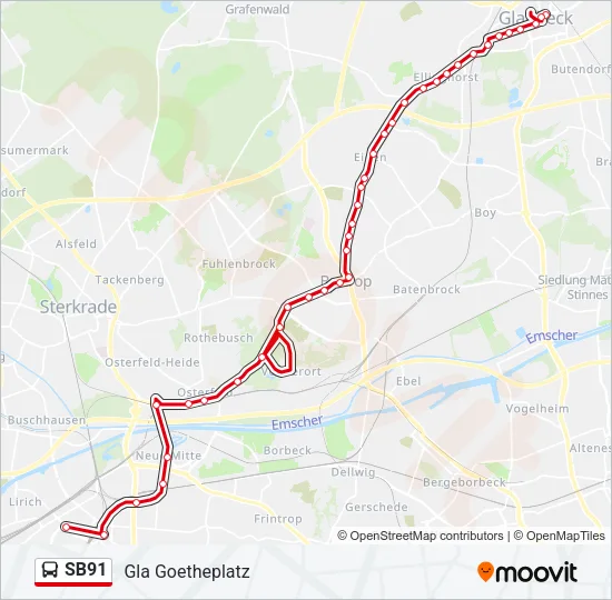 SB91 Bus Line Map