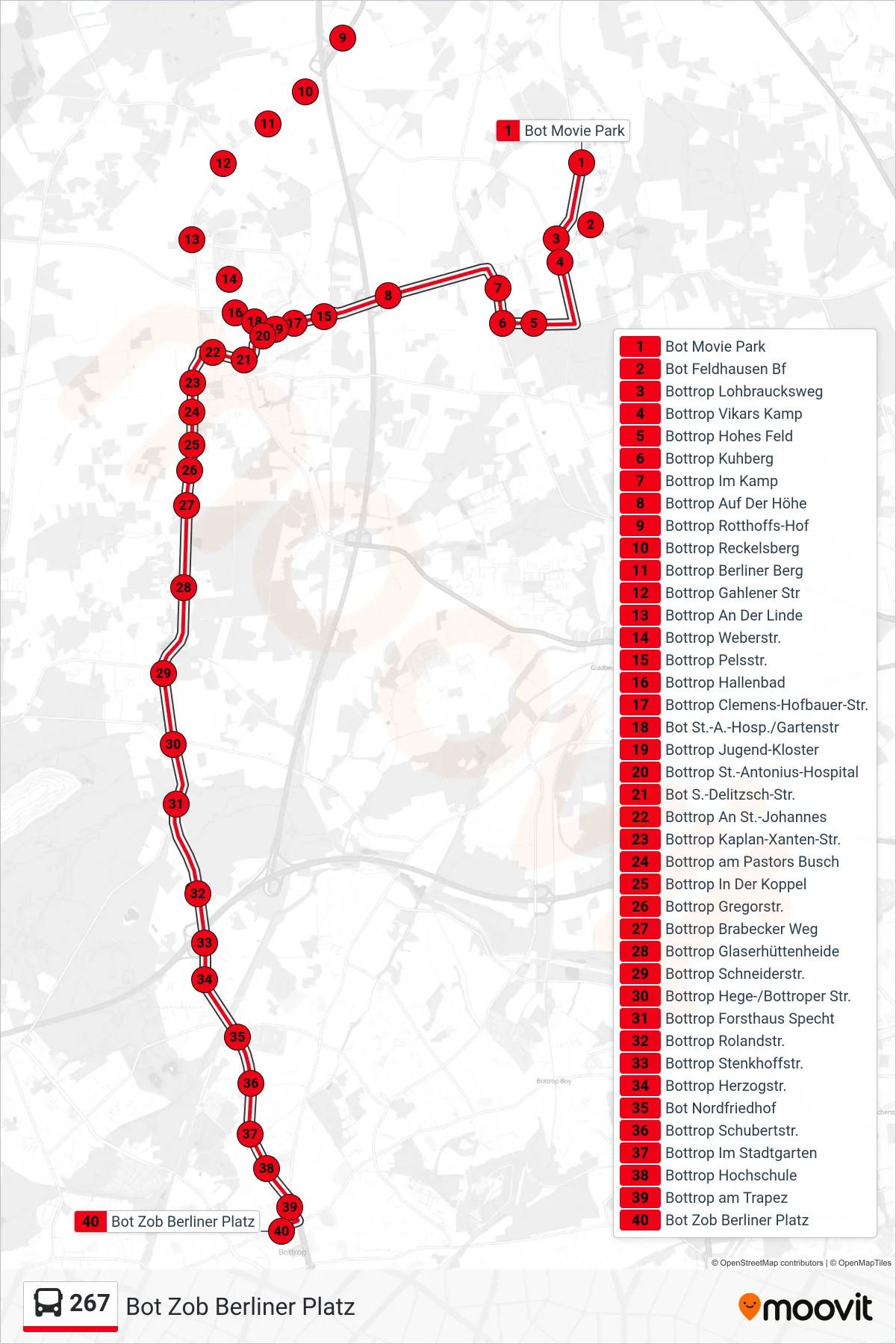 Linie 267 (Bus) Richtung Bot Zob Berliner Platz: Route und Haltestellen auf der Karte