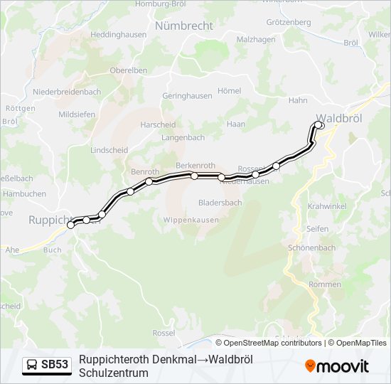 Buslinie SB53 Karte