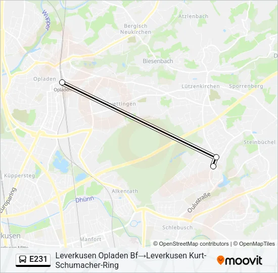 E231 Bus Line Map
