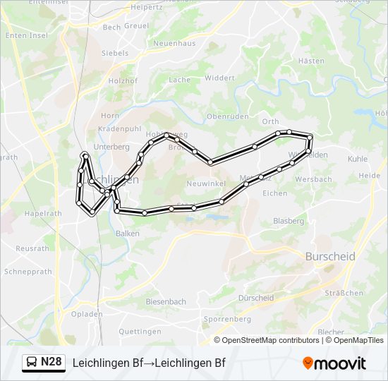 N28 Bus Line Map