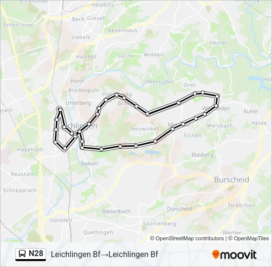 N28 Bus Line Map