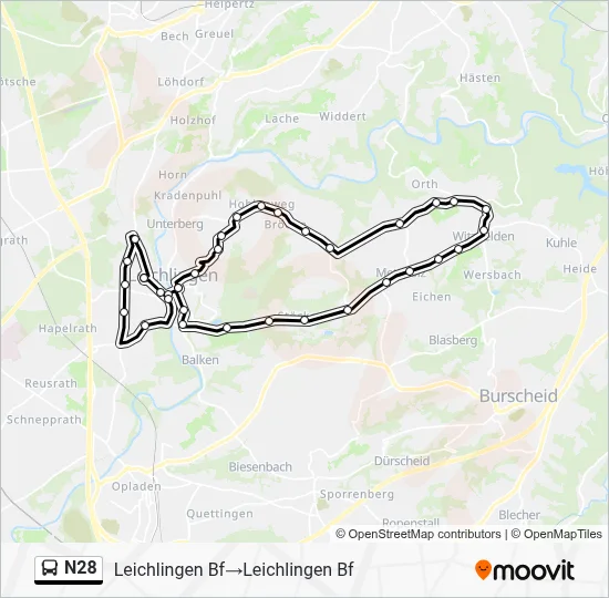 N28 Bus Line Map