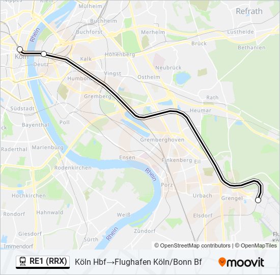 RE1 (RRX) train Line Map