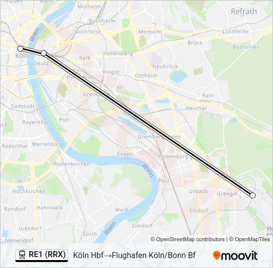 RE1 (RRX) Train Line Map