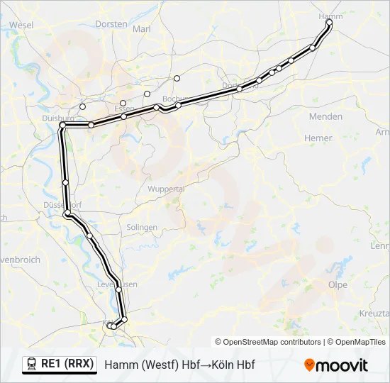 RE1 (RRX) Train Line Map