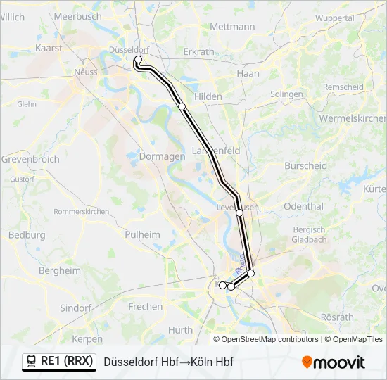 RE1 (RRX) Train Line Map