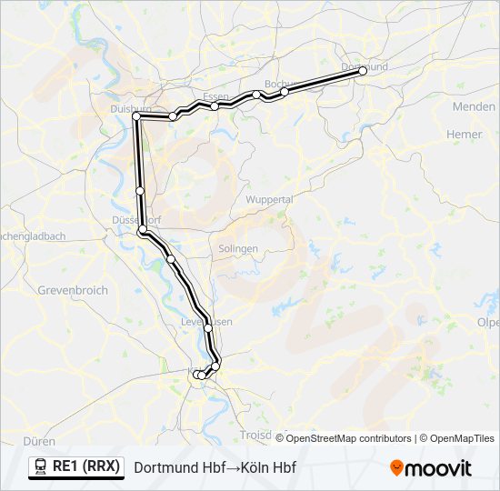 RE1 (RRX) train Line Map