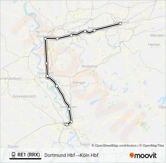 RE1 (RRX) Train Line Map