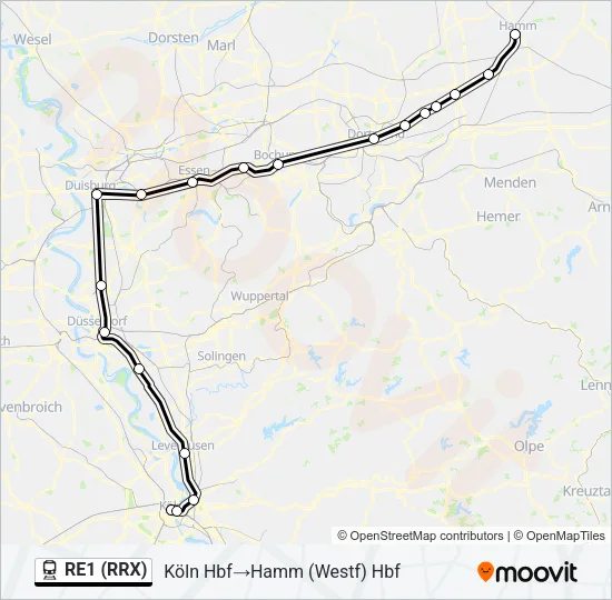 RE1 (RRX) Train Line Map