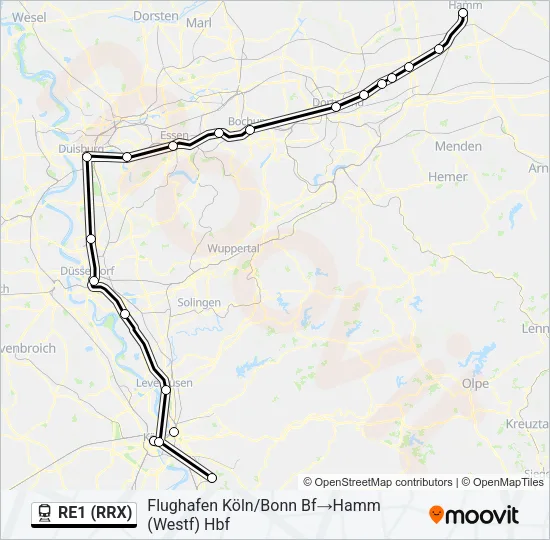 RE1 (RRX) Train Line Map