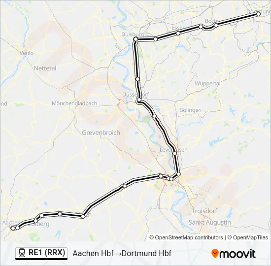 RE1 (RRX) Train Line Map