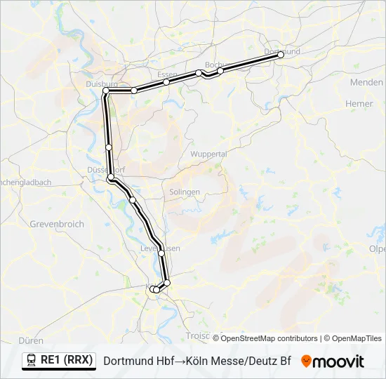 RE1 (RRX) Train Line Map