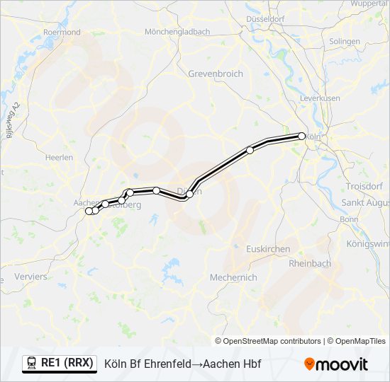 re1 rrx Route: Schedules, Stops & Maps - Köln Bf Ehrenfeld‎→Aachen Hbf ...