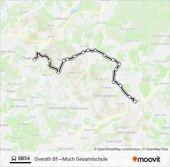 SB54 Bus Line Map
