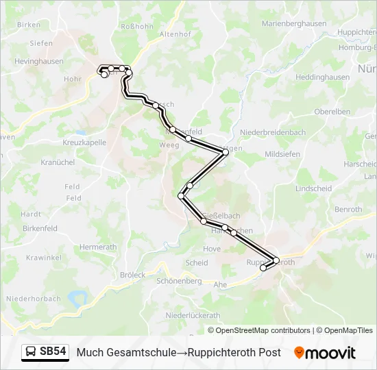 SB54 Bus Line Map