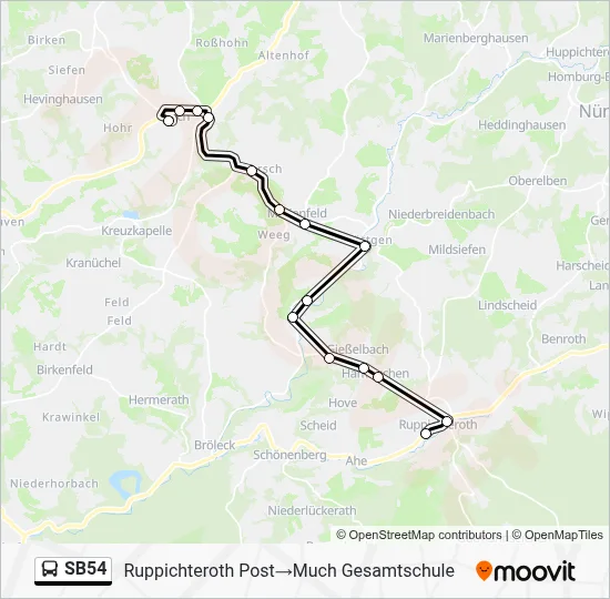 SB54 Bus Line Map