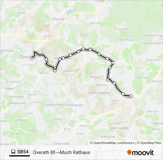 Buslinie SB54 Karte
