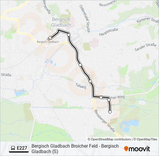 Автобус E227: карта маршрута