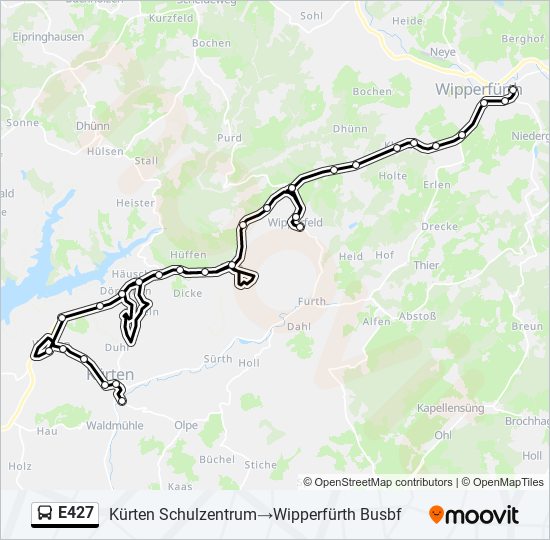 E427 bus Line Map