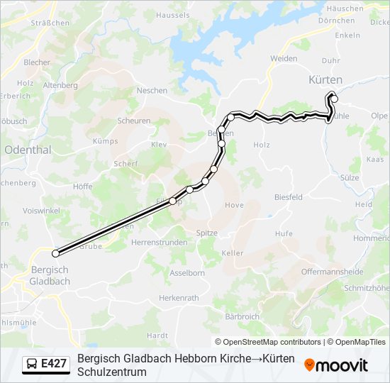 E427 bus Line Map