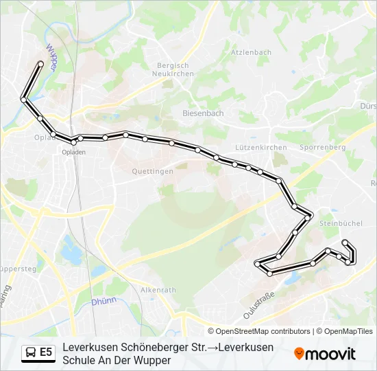 E5 Bus Line Map