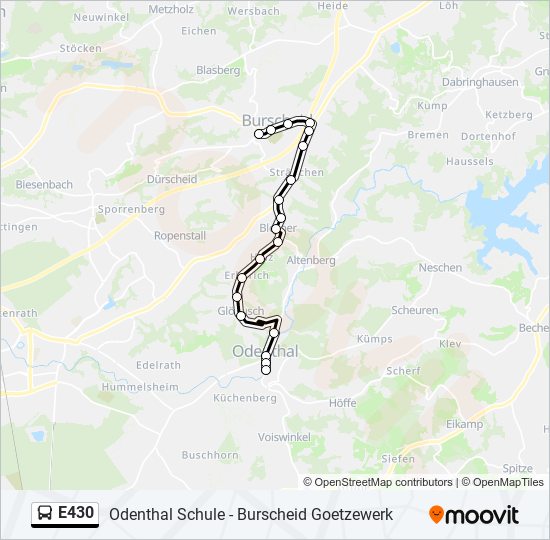 Автобус E430: карта маршрута