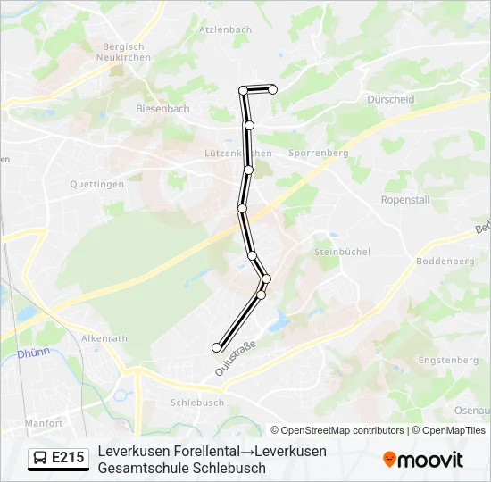 E215 Bus Line Map