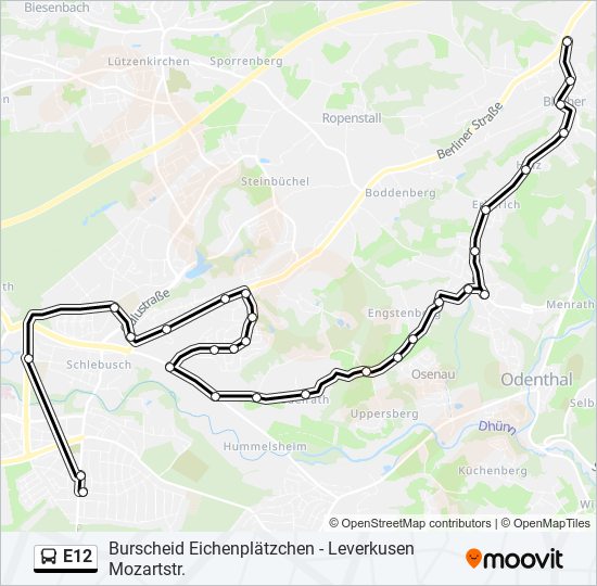 E12 bus Line Map