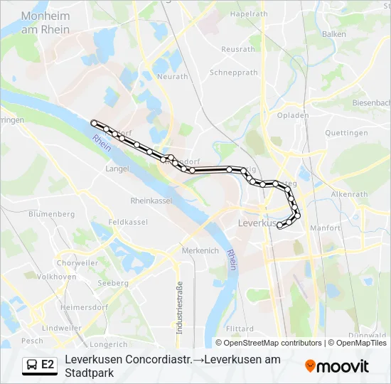 E2 Bus Line Map