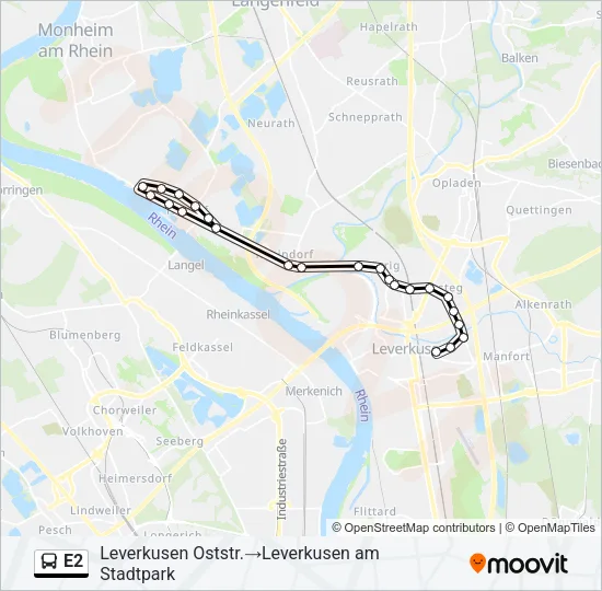 Buslinie E2 Karte