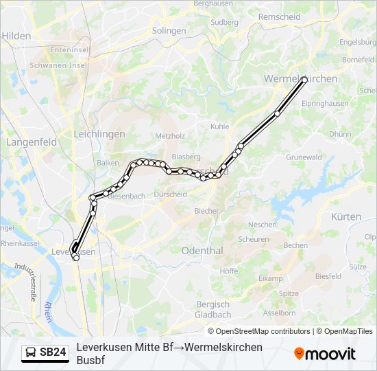 Автобус SB24: карта маршрута