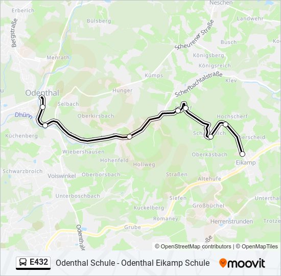 E432 bus Line Map
