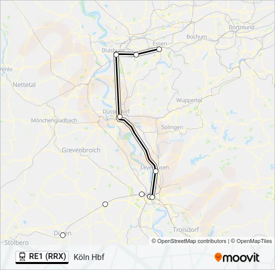 RE1 (RRX) Train Line Map
