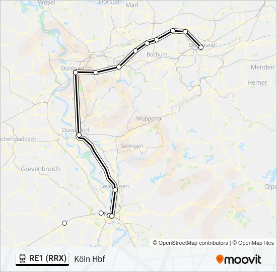 RE1 (RRX) Train Line Map
