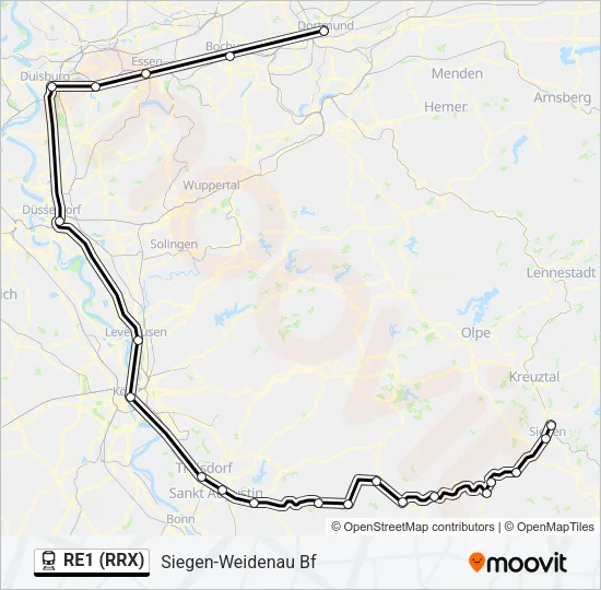 RE1 (RRX) Train Line Map