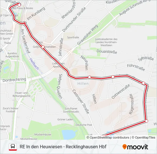 RE IN DEN HEUWIESEN - RECKLINGHAUSEN HBF Bus Line Map