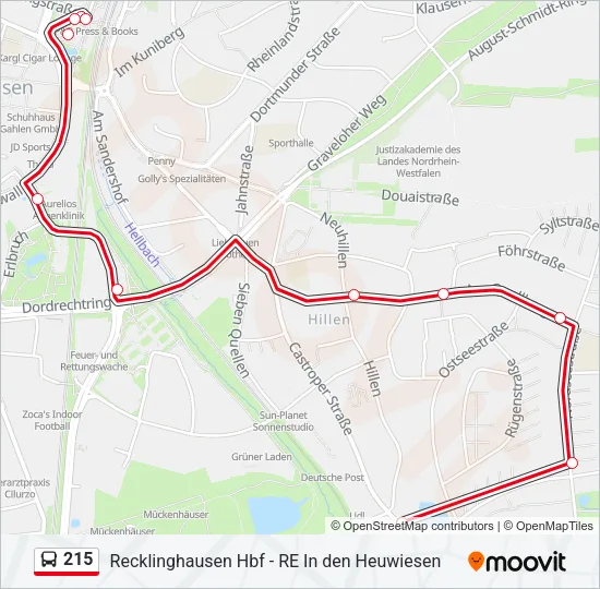 215 Bus Line Map