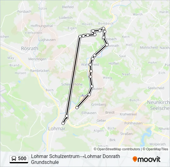 500 Bus Line Map