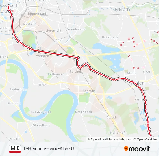 Автобус E: карта маршрута