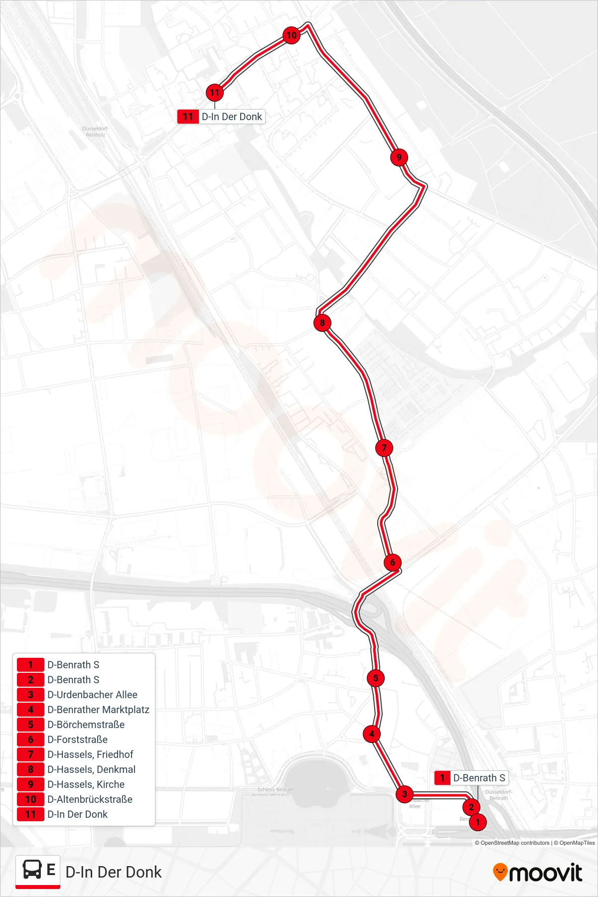 Linie E (Bus) Richtung D-In Der Donk: Route und Haltestellen auf der Karte