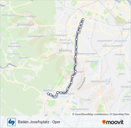 Straßenbahnlinie BB Karte