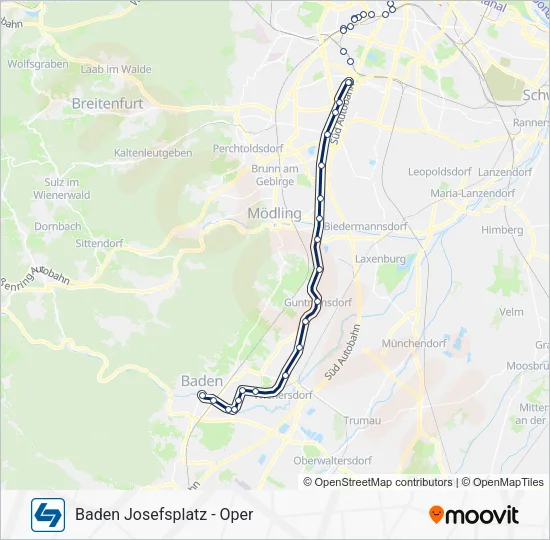 Straßenbahnlinie BB Karte