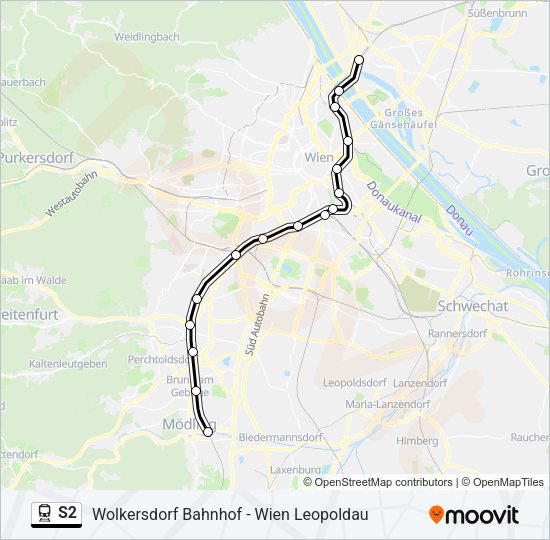 Bahnlinie S2 Karte