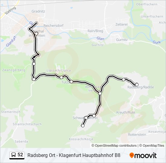 Buslinie 52 Karte