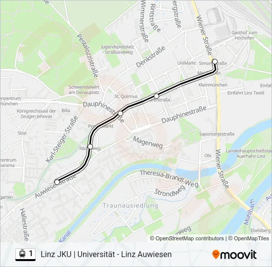 1 Light Rail Line Map