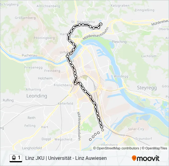 1 Light Rail Line Map