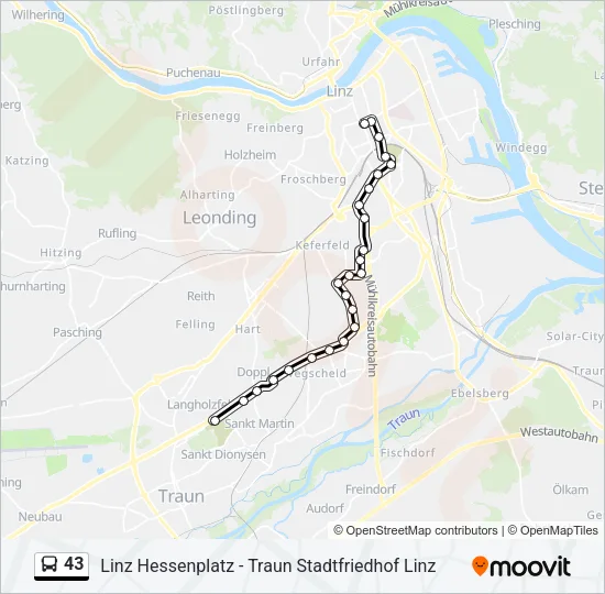 43 Bus Line Map