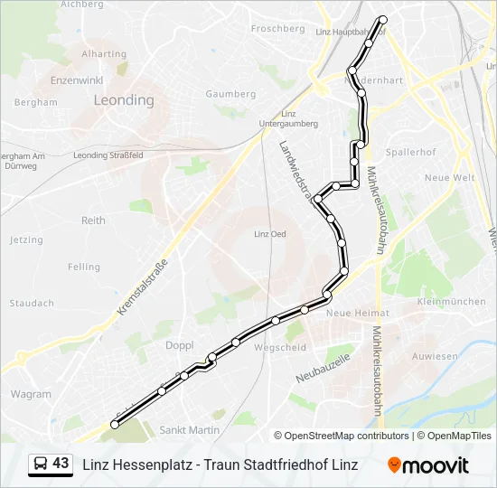 43 Bus Line Map